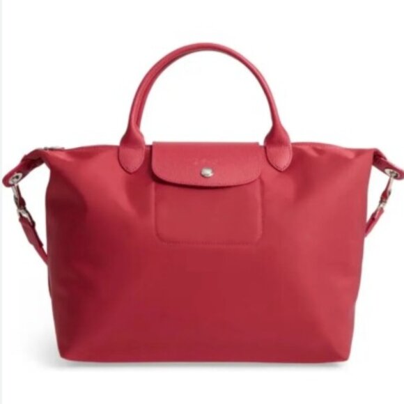 Longchamp Le Pliage Neo Medium Convertible Tote Bag in Raspberry - Picture 4 of 6